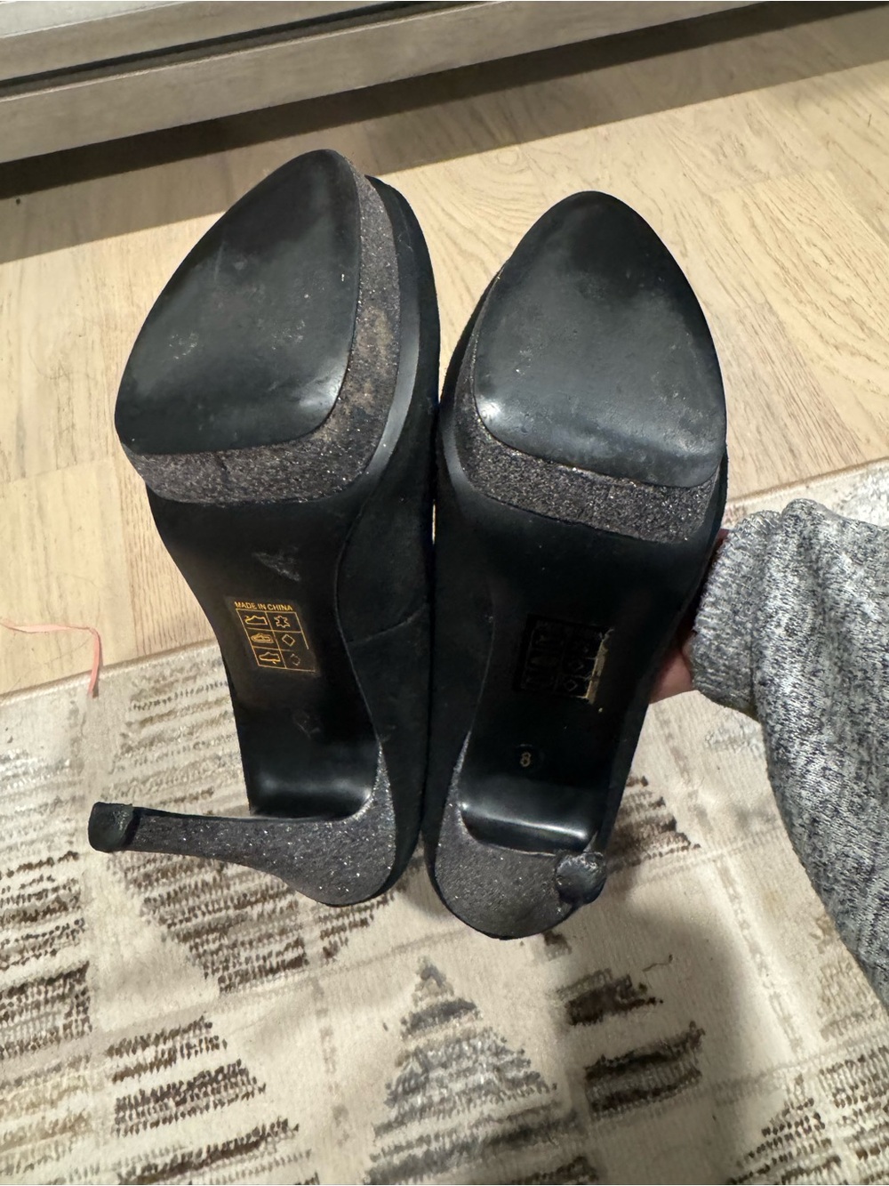 Dolce Vita Black Glitter Platform Pumps